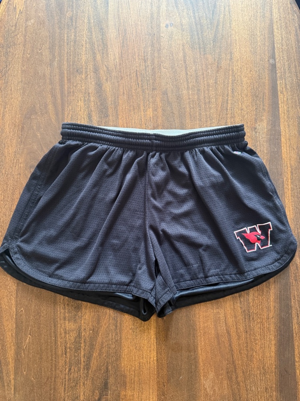 Wesleyan Women’s Black Champion Brand Athletic Shorts
